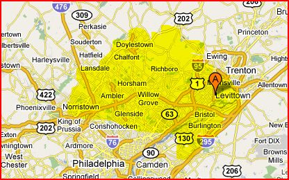 Approximate Service Area Coverage - Goldey Plumbing